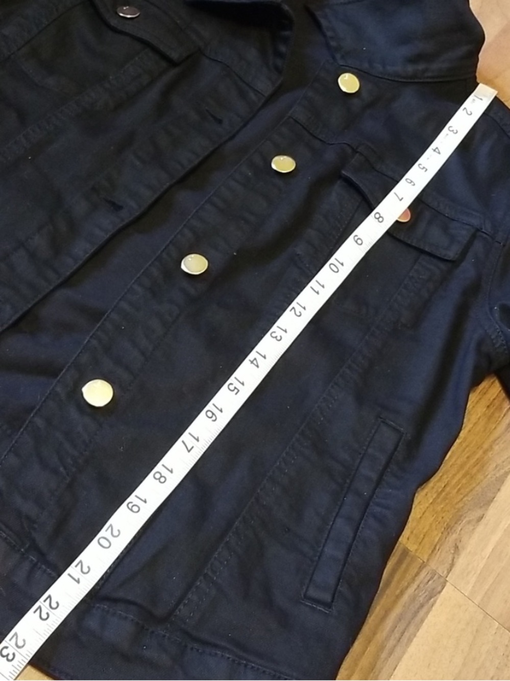J Brand “Harlow” Dark Gothic Black Denim Jacket with Gold Buttons - Picture 12 of 16
